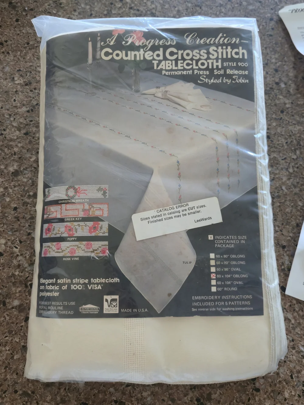 Vintage Progress Creation Cross Stitch Tablecloth Blank Kit 60x104